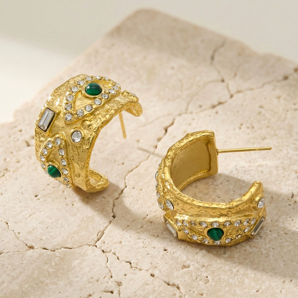 Wholesale Women's Geometric Stainless Steel Electroplated Earrings With Zircon