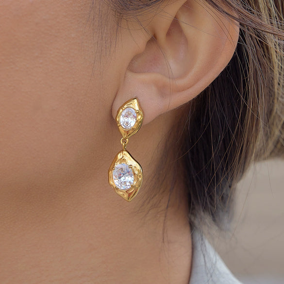 Wholesale Women's Geometric Stainless Steel Electroplated Earrings
