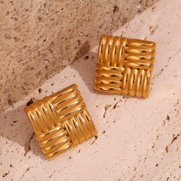 Wholesale Women's Geometric Stainless Steel Electroplated Earrings