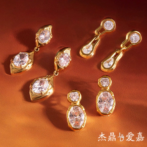 Wholesale Women's Geometric Stainless Steel Electroplated Earrings