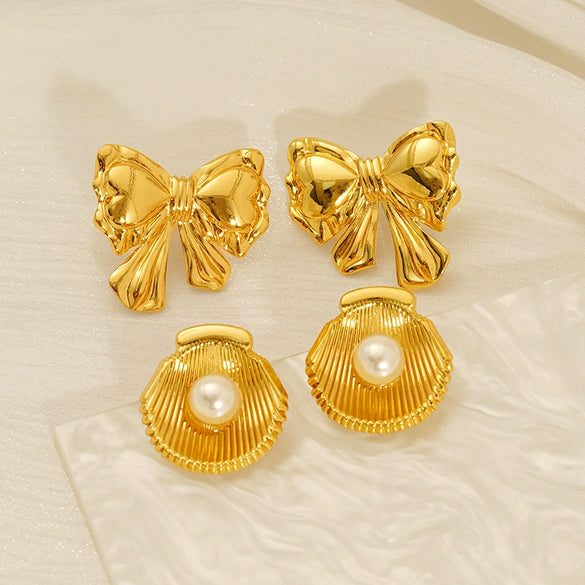 Wholesale Women's Geometric Stainless Steel Electroplated Earrings