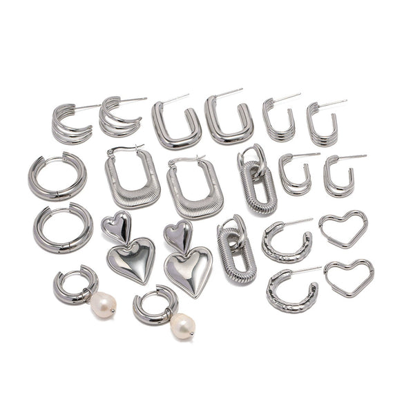 Wholesale Women's Geometric Stainless Steel Electroplated Earrings