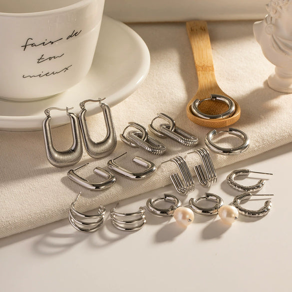 Wholesale Women's Geometric Stainless Steel Electroplated Earrings