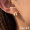 Wholesale Women's Geometric Stainless Steel Electroplated Eggshaped Zircon Earrings