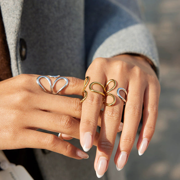 Wholesale Women's Geometric Stainless Steel Electroplated Fashion Ring