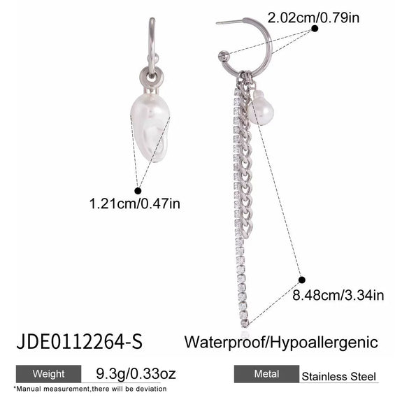 Wholesale Women's Geometric Stainless Steel Electroplated Faux Pearl Tassel Earrings