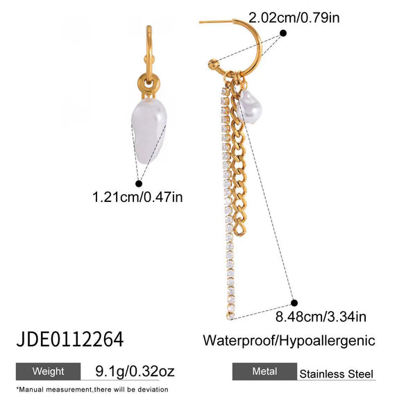 Wholesale Women's Geometric Stainless Steel Electroplated Faux Pearl Tassel Earrings