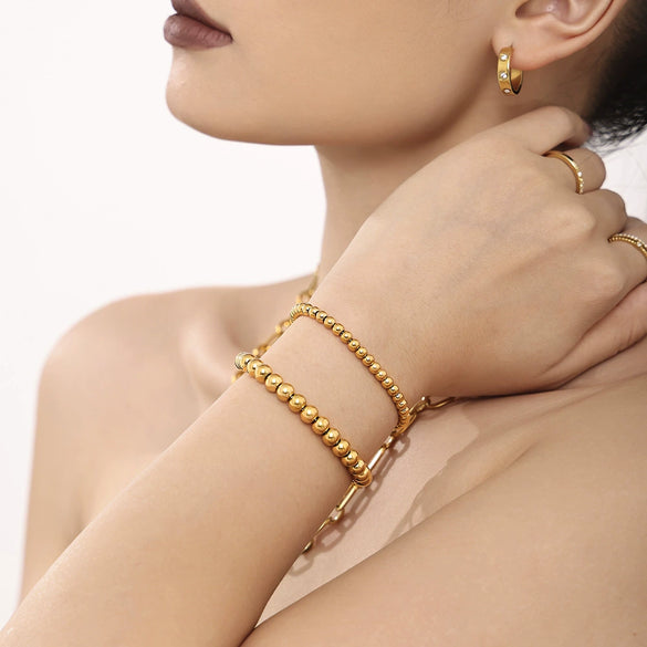 Wholesale Women's Geometric Stainless Steel Electroplated Ferris Wheel Beaded Bracelet