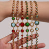 Wholesale Women's Geometric Stainless Steel Electroplated Ferris Wheel Round Faceted Czech Glass Stone 5A Zircon Full Diamond Stitching Bracelet