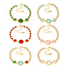 Wholesale Women's Geometric Stainless Steel Electroplated Ferris Wheel Round Faceted Czech Glass Stone 5A Zircon Full Diamond Stitching Bracelet