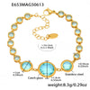 Wholesale Women's Geometric Stainless Steel Electroplated Ferris Wheel Round Faceted Czech Glass Stone 5A Zircon Full Diamond Stitching Bracelet