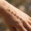 Wholesale Women's Geometric Stainless Steel Electroplated Fingerlink Bracelet And Gold Bead Ring Chain Hand Jewelry