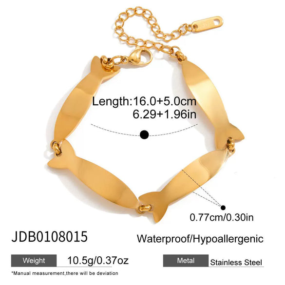 Wholesale Women's Geometric Stainless Steel Electroplated Fish Bracelet Hand Jewelry