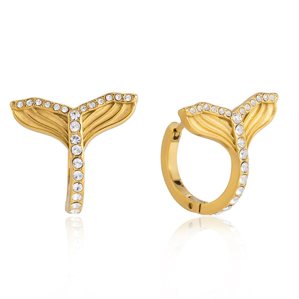 Wholesale Women's Geometric Stainless Steel Electroplated Fishtail Cross Earrings
