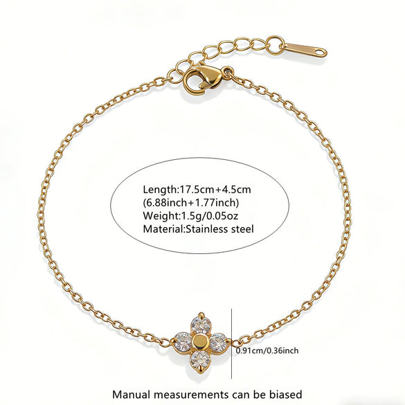 Wholesale Women's Geometric Stainless Steel Electroplated Flower Bracelet Jewelry For Office Ladies