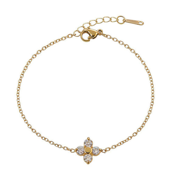 Wholesale Women's Geometric Stainless Steel Electroplated Flower Bracelet Jewelry For Office Ladies