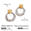 Wholesale Women's Geometric Stainless Steel Electroplated Gold And Silver Color Matching Cross Earrings