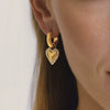Wholesale Women's Geometric Stainless Steel Electroplated Heart Pendant Earrings And Ear Clips Jewelry