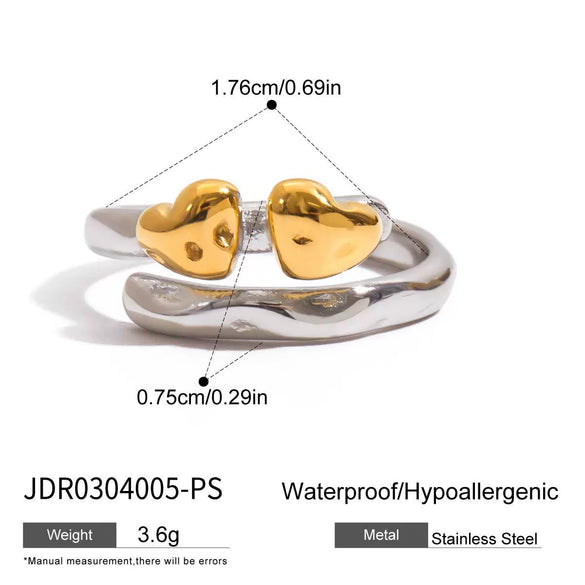 Wholesale Women's Geometric Stainless Steel Electroplated Heart Ring For Couples Accessories