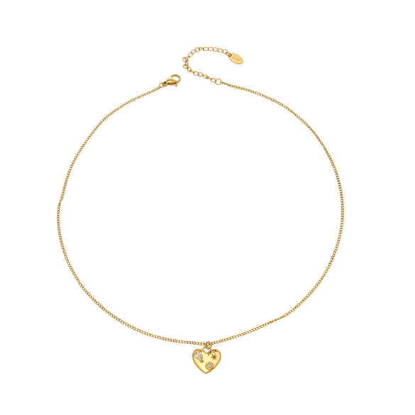 Wholesale Women's Geometric Stainless Steel Electroplated Heartshaped Pendant Necklace