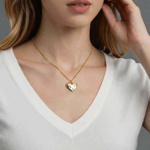 Wholesale Women's Geometric Stainless Steel Electroplated Heartshaped Pendant Necklace