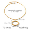 Wholesale Women's Geometric Stainless Steel Electroplated Hollow Oval Pendant Necklace With Twist Chain