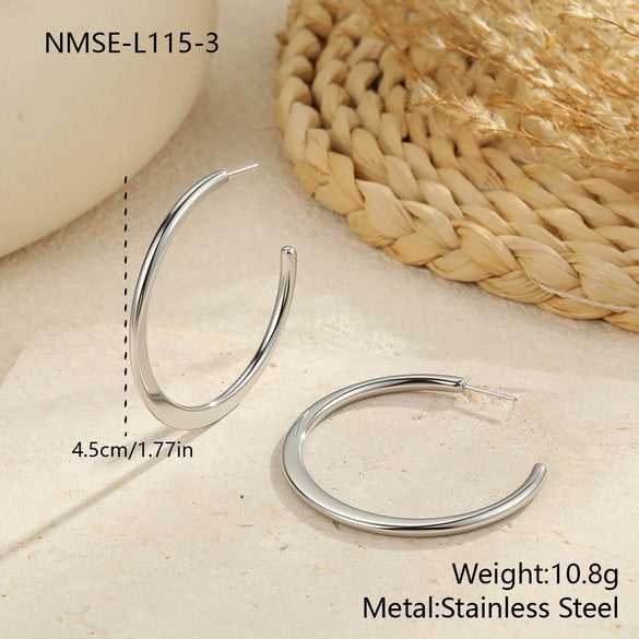 Wholesale Women's Geometric Stainless Steel Electroplated Hoop Earrings In Minimalist Light Luxury Style