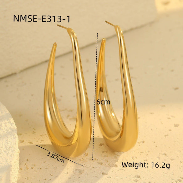 Wholesale Women's Geometric Stainless Steel Electroplated Hoop Earrings In Minimalist Light Luxury Style