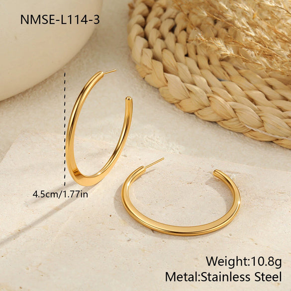 Wholesale Women's Geometric Stainless Steel Electroplated Hoop Earrings In Minimalist Light Luxury Style