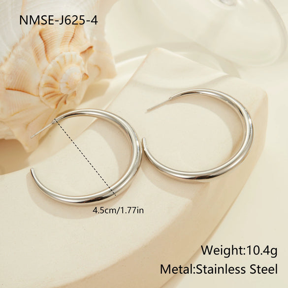 Wholesale Women's Geometric Stainless Steel Electroplated Hoop Earrings In Minimalist Light Luxury Style
