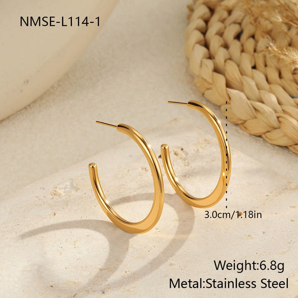 Wholesale Women's Geometric Stainless Steel Electroplated Hoop Earrings In Minimalist Light Luxury Style