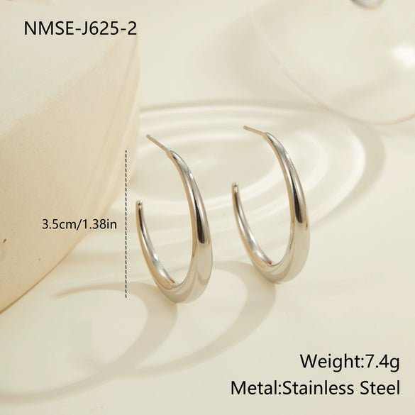 Wholesale Women's Geometric Stainless Steel Electroplated Hoop Earrings In Minimalist Light Luxury Style