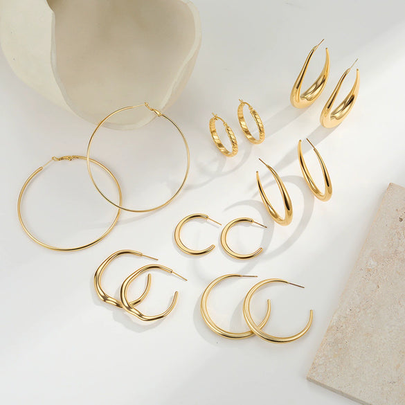 Wholesale Women's Geometric Stainless Steel Electroplated Hoop Earrings In Minimalist Light Luxury Style