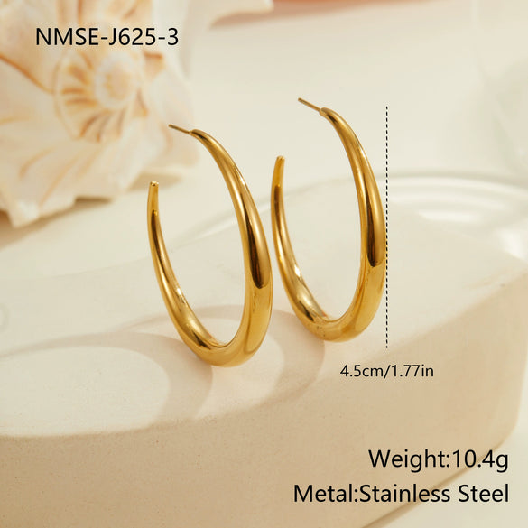 Wholesale Women's Geometric Stainless Steel Electroplated Hoop Earrings In Minimalist Light Luxury Style