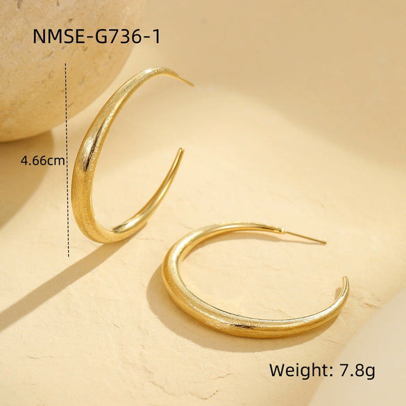 Wholesale Women's Geometric Stainless Steel Electroplated Hoop Earrings In Minimalist Light Luxury Style
