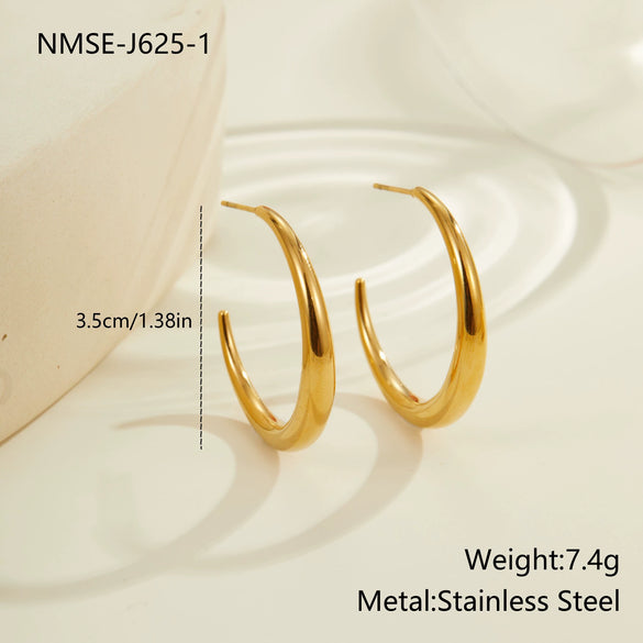 Wholesale Women's Geometric Stainless Steel Electroplated Hoop Earrings In Minimalist Light Luxury Style