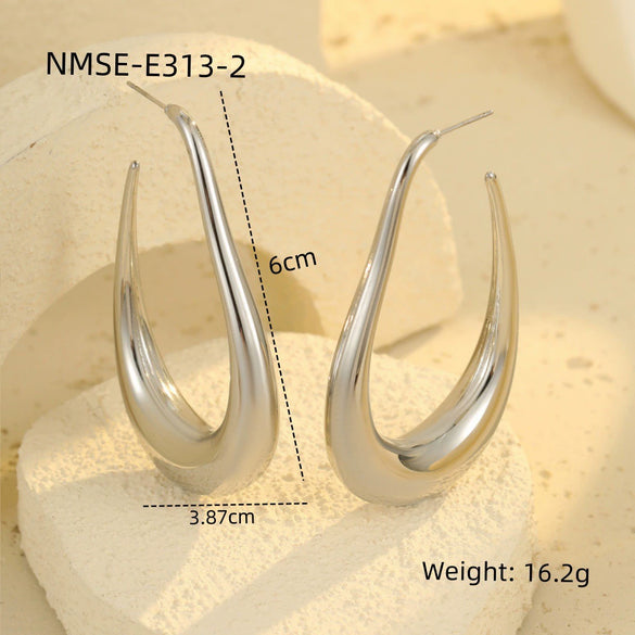 Wholesale Women's Geometric Stainless Steel Electroplated Hoop Earrings In Minimalist Light Luxury Style
