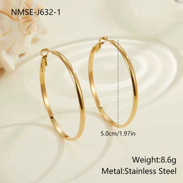 Wholesale Women's Geometric Stainless Steel Electroplated Hoop Earrings In Minimalist Light Luxury Style