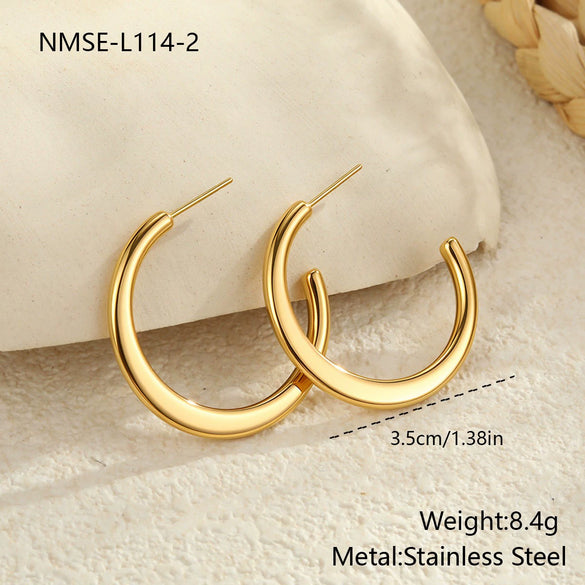 Wholesale Women's Geometric Stainless Steel Electroplated Hoop Earrings In Minimalist Light Luxury Style