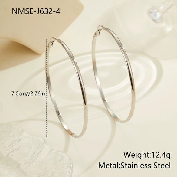 Wholesale Women's Geometric Stainless Steel Electroplated Hoop Earrings In Minimalist Light Luxury Style