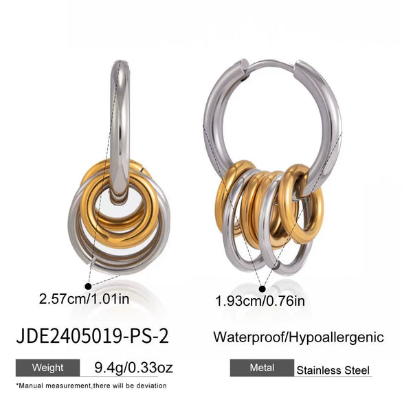 Wholesale Women's Geometric Stainless Steel Electroplated Hoop Earrings