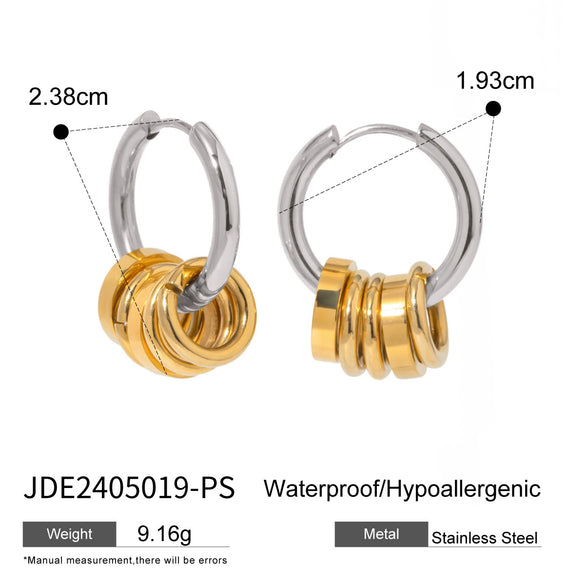 Wholesale Women's Geometric Stainless Steel Electroplated Hoop Earrings