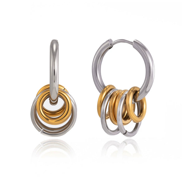 Wholesale Women's Geometric Stainless Steel Electroplated Hoop Earrings