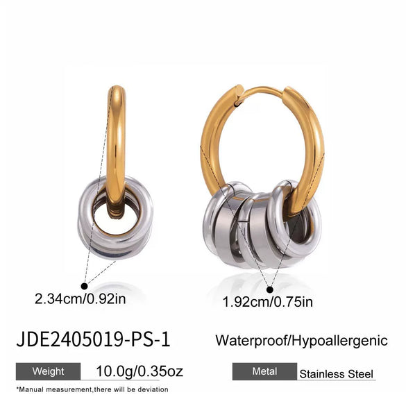 Wholesale Women's Geometric Stainless Steel Electroplated Hoop Earrings
