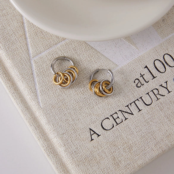 Wholesale Women's Geometric Stainless Steel Electroplated Hoop Earrings