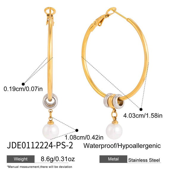 Wholesale Women's Geometric Stainless Steel Electroplated Hoop Zircon Earrings Jewelry