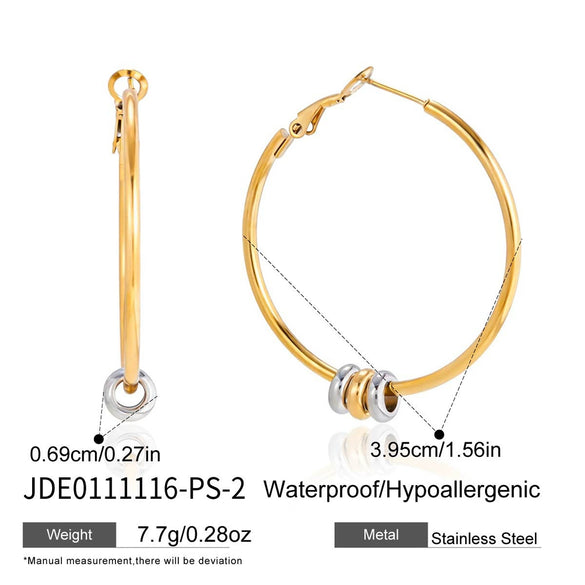 Wholesale Women's Geometric Stainless Steel Electroplated Hoop Zircon Earrings Jewelry