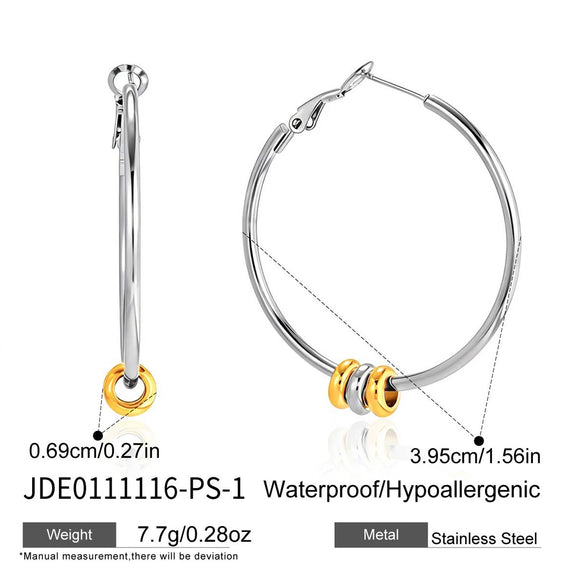 Wholesale Women's Geometric Stainless Steel Electroplated Hoop Zircon Earrings Jewelry