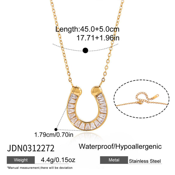 Wholesale Women's Geometric Stainless Steel Electroplated Horseshoe Ushaped Bracelet And Necklace Jewelry