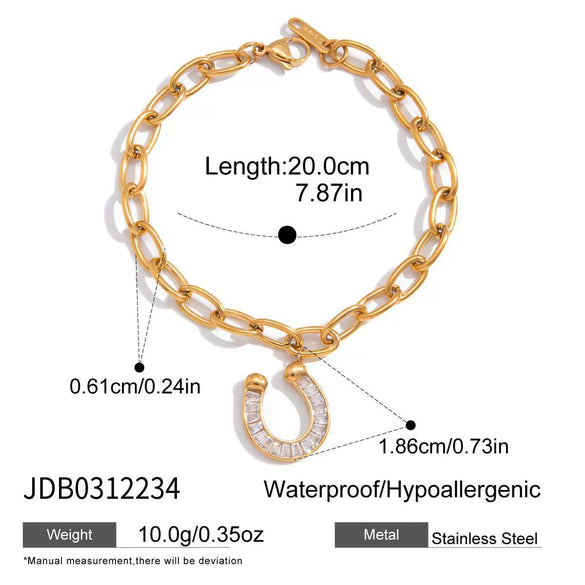 Wholesale Women's Geometric Stainless Steel Electroplated Horseshoe Ushaped Bracelet And Necklace Jewelry